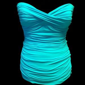 Carmen Marc Valvo Turquoise one piece swimsuit